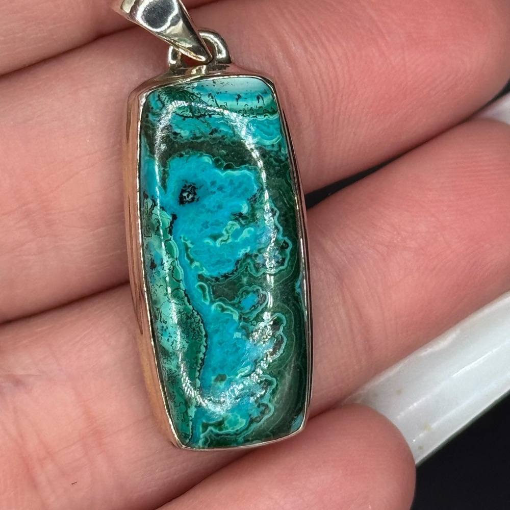 Chrysocolla & Malachite Dragon Pendant -925 Silver